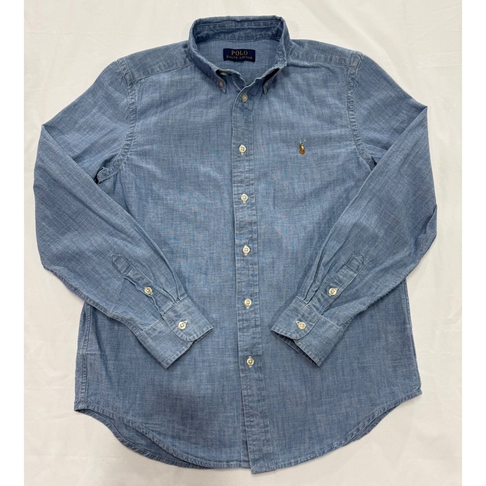 Polo Ralph Lauren Blue Chambray Button Down Shirt Long Sleeve Pony Logo Mens